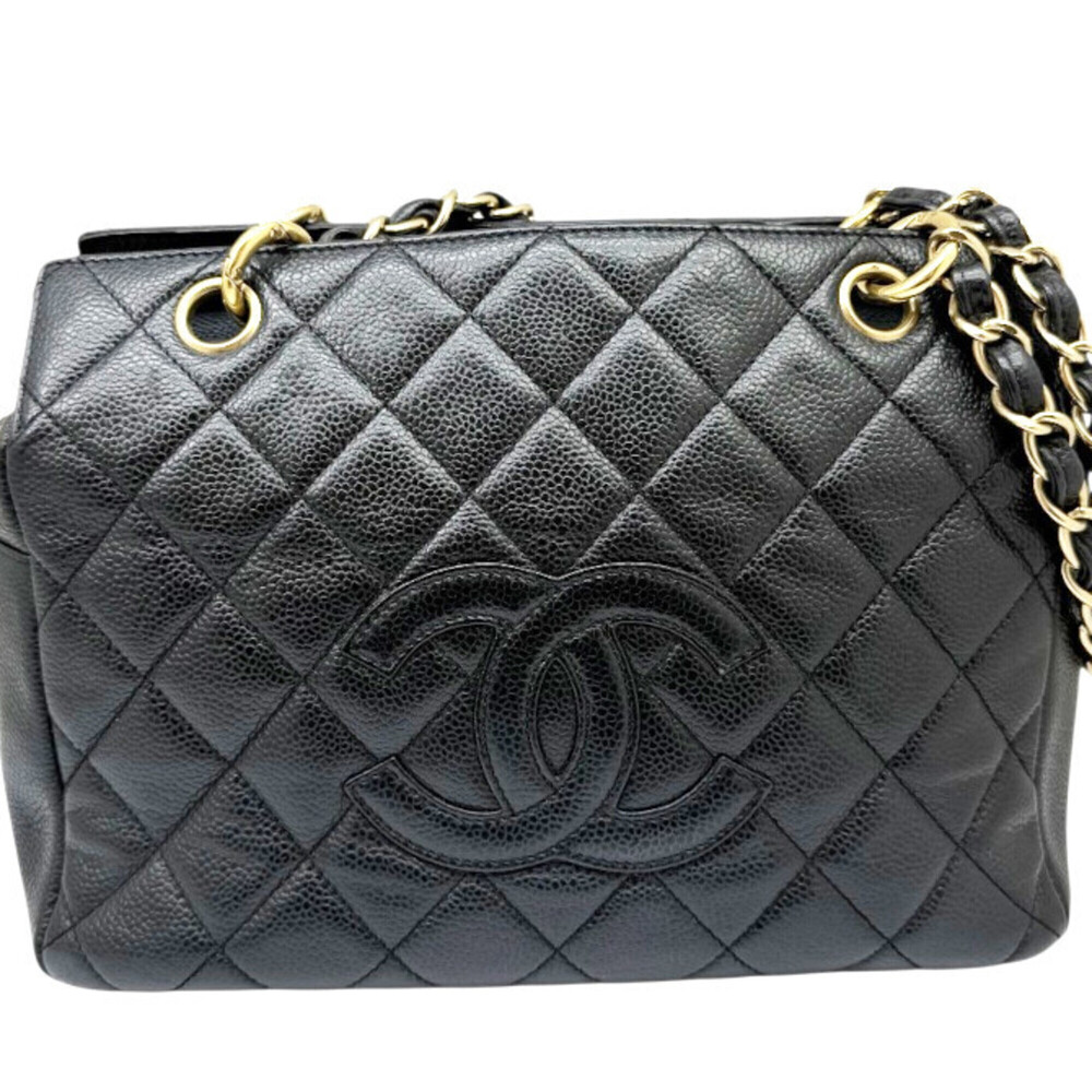 CHANEL Petite Timeless Tote Bag, Caviar Leather, Black Shoulder Chain Tote, C...